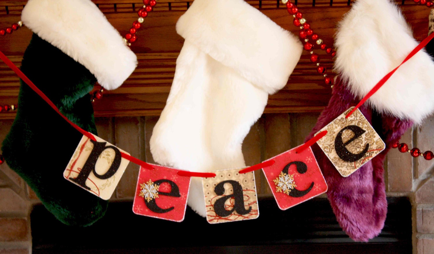 50% discount Christmas Banner - Peace Banner - Christmas Garland