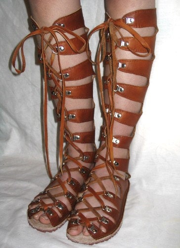 Leather Gladiator Sandals Medieval Renaissance Shoes Handmade Steampunk Sandals Custom Leather Sandals Handmade by Debbie Leather