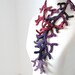 Crocheted Art Scarf: Petite Enchanted Forest Lariat Women Crocheted Scarf Statement Neckware in Plum Mist