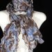 Nuno Felted scarf - Blue and brown retro print