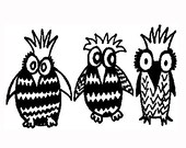 Owls notecards, set of 10 - karmabee