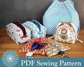 NESSIE Reversible Drawstring Lunchbag and Pencil Case Combo PDF Sewing Pattern