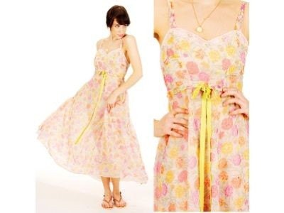 Vintage 1970s Italian LORD and TAYLOR FLORAL Sheer Dress M
