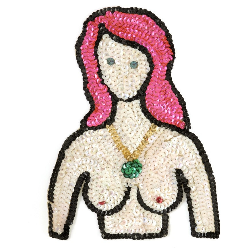 Vintage 1970s BLING AND BOOBIES Sequined  Applique