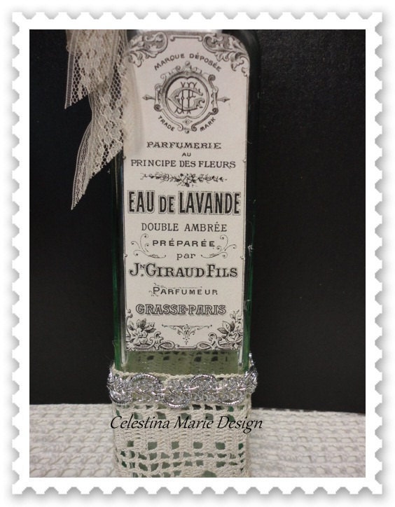 Tall Paris Eau De Lavande Bottle Art, Hand Created, ECS, CSST