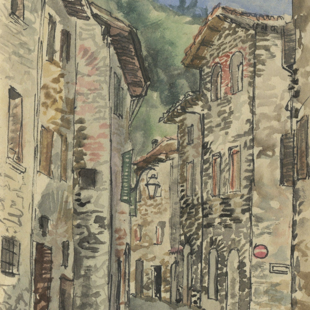 GUBBIO HOUSES Italy sketchbook postcard