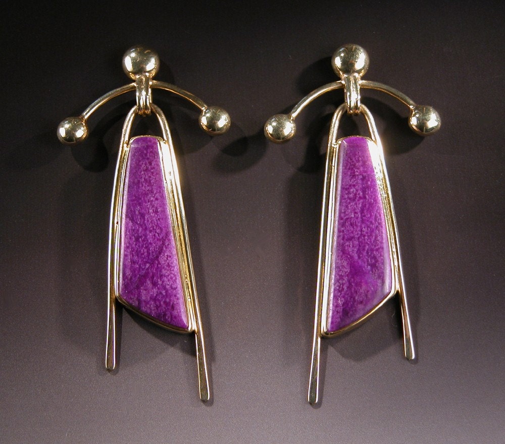 Sugilite Earrings in 18 karat Gold DANCING GODDESS