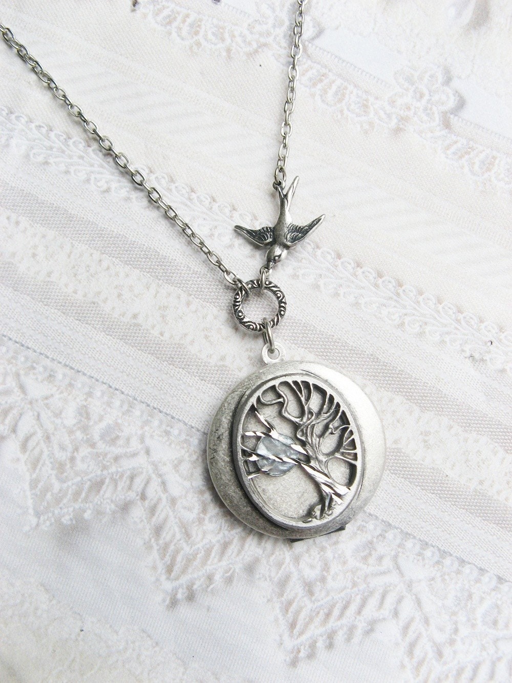 Silver Tree Locket- Tree of Life Locket - Sleepy Hollow Locket - Jewelry by BirdzNbeez