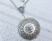 Silver Tree Locket - TREE OF LIFE Locket -  Silver Wreath - Necklace by BirdzNbeez - Wedding Birthday Bridesmaids Gift
