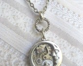 Silver Moon Necklace - Steampunk Moon Star Necklace -  Moon  Luna - Jewelry by BirdzNbeez - Christmas Birthday Wedding Bridesmaid Gift