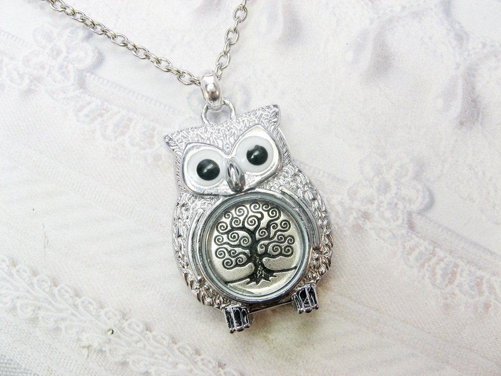 Silver Owl Necklace - The ORIGINAL Tree of Life OWL NECKLACE  Steampunk Jewelry by BirdzNbeez - Friendship Wedding Birthday Bridesmaids Gift