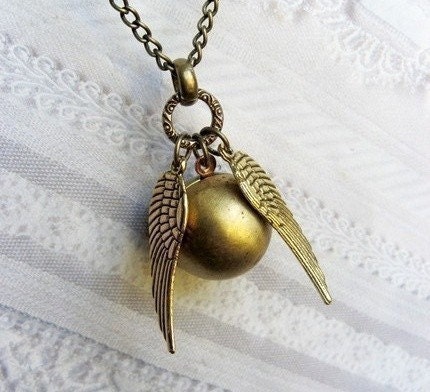 Golden Snitch Necklace - HARRY POTTER The Golden Snitch  Wizard - Jewelry by BirdzNbeez - Best Friend Birthday
