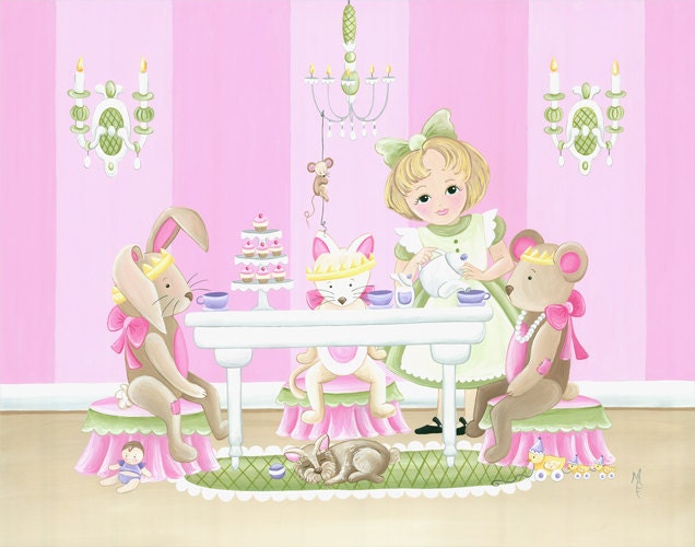 Afternoon Tea Print- Children's Wall Art and Decor-  Baby Nursery Art