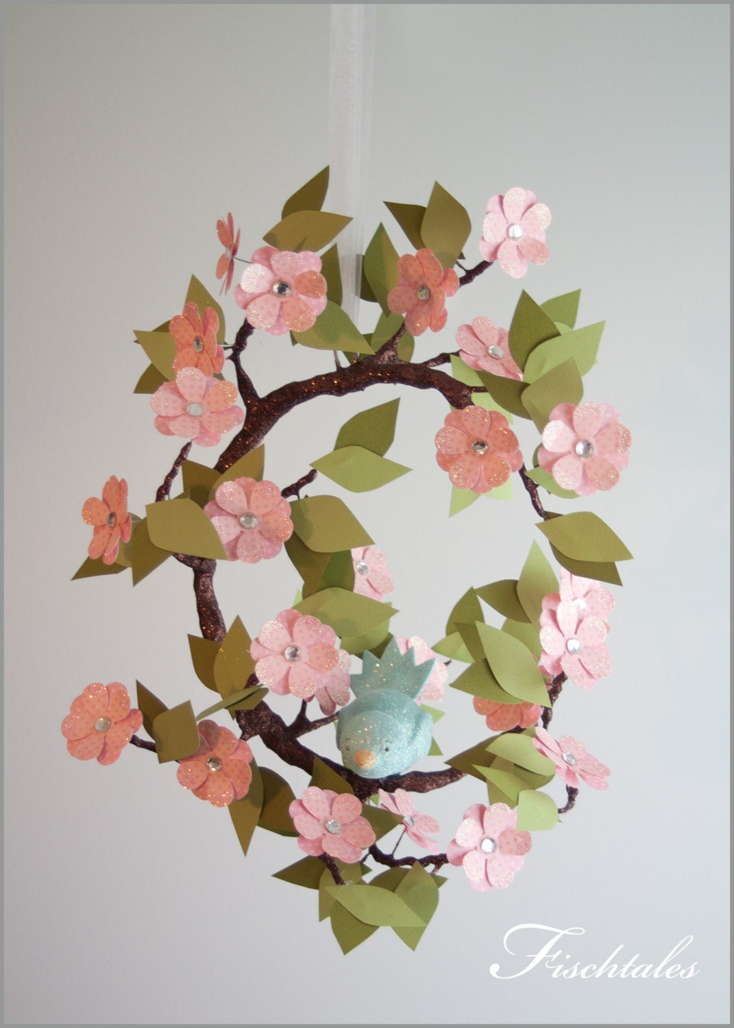 Tree Limb and Bird Mobile- Baby Mobile- Nursery Mobile- Light Pink- Blue