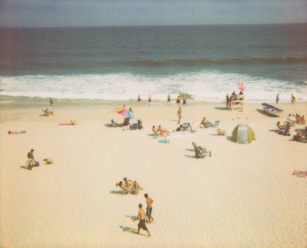 Aerial Beach - 8x10 Retro Summer Love Polaroid Print - Summer Vacation Ocean Waves