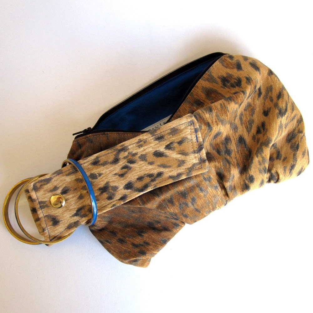 Leopard Print and Cobalt Blue ML Bracelet Handbag