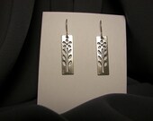 USA Sterling Silver Flower Leaf Stem Botanical Earrings