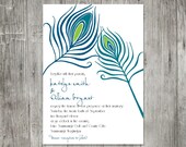 Peacock Feathers Wedding Invitation