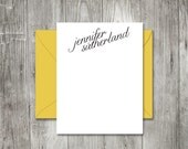 calligraphy personalized flat notecard