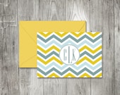 Chevron Monogram Folded Notecard