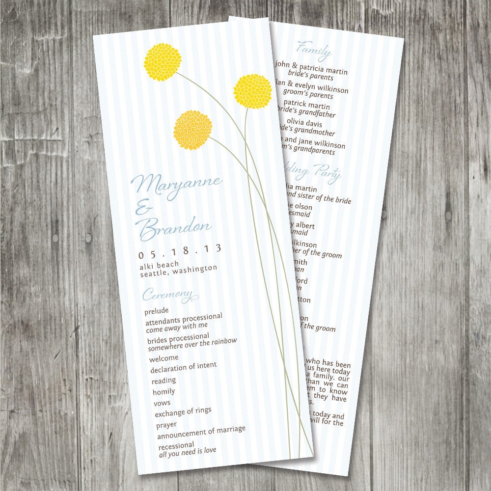 Billy Button Wedding Program