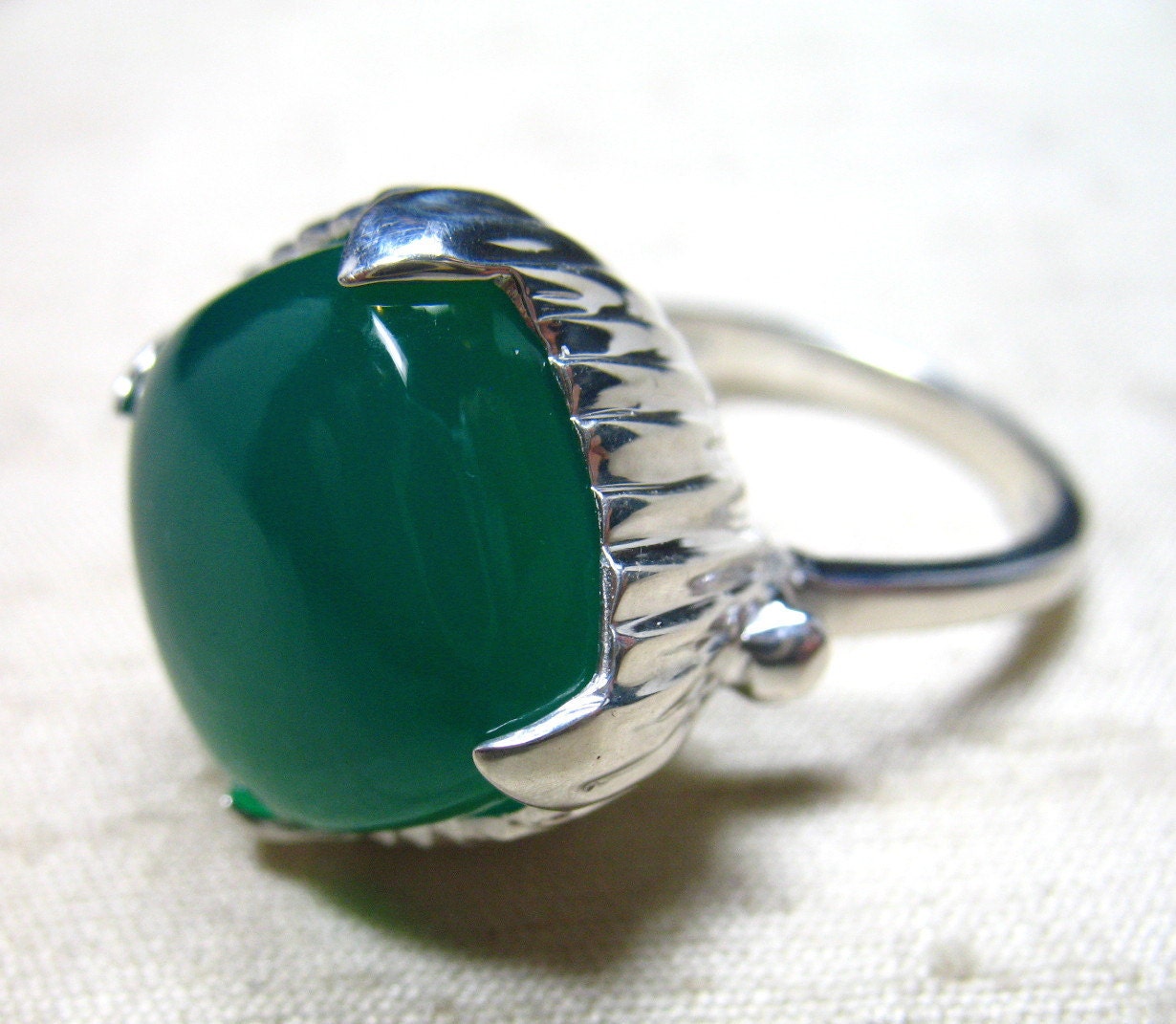 The Amphora Ring- Green Onyx and Sterling Silver