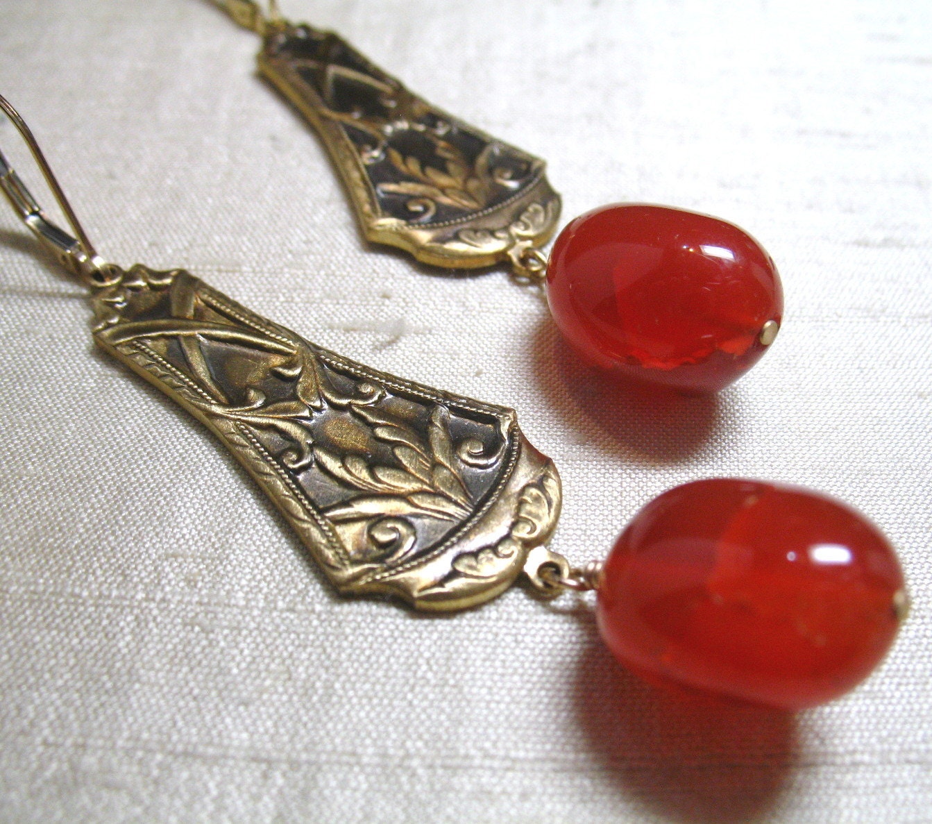 Vintage Carnelian Lattice Earrings