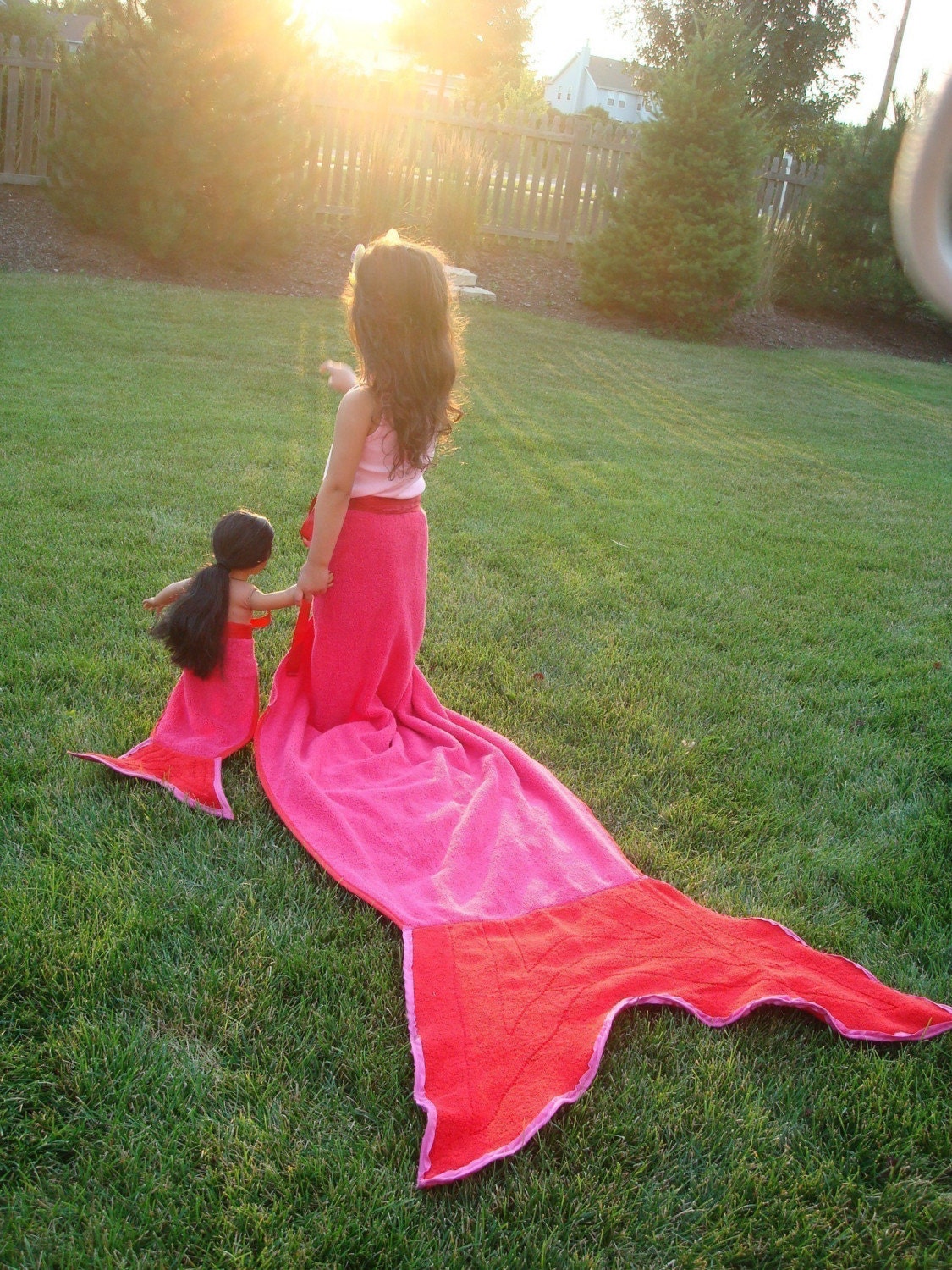 Girls Pink Mermaid Tail Towel / Beach Towel / Great Gift / Pretend play
