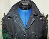 Custom Made Spikes, Studs, Swarovski, Rhinestones and Chain Denim Jacket - guys or gals, any size, True Blood Inspired.