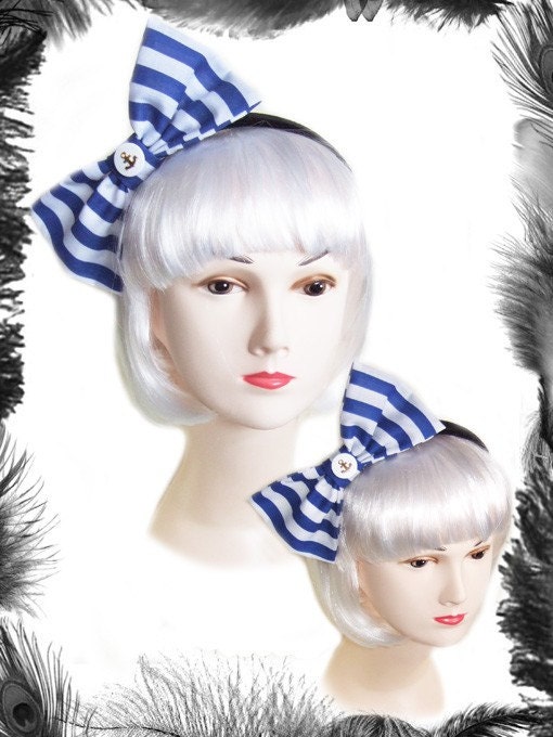 Nautical Stripes, Sailor Big Hair Bow, Rockabilly