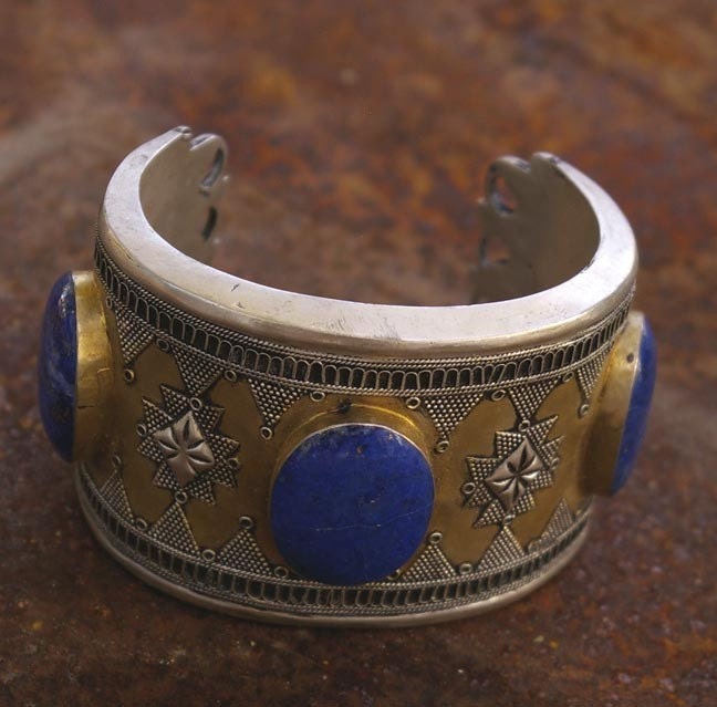 Lapis Lazuli Cuff with Gold Wash, Afghanistan- Kazakh