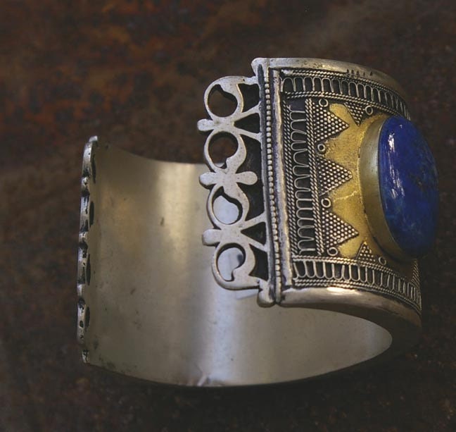 Lapis Lazuli Cuff with Gold Wash, Afghanistan- Kazakh