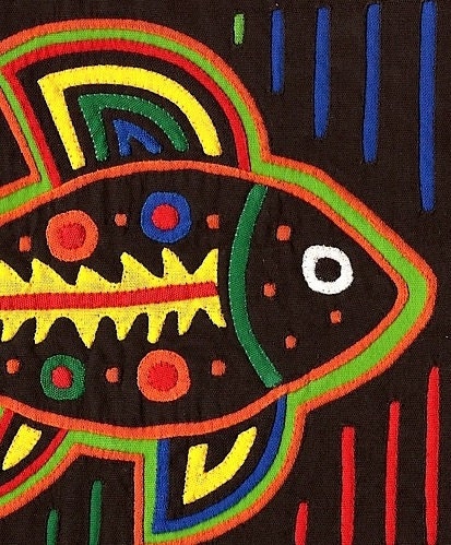 Museum Quality Spirit Fish - Stellar Kuna Indian Reverse Applique MOLA