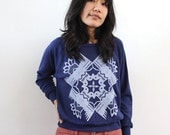 Tribal Print Tri-Blend Pullover - Heather Navy