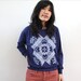 Tribal Print Tri-Blend Pullover - Heather Navy