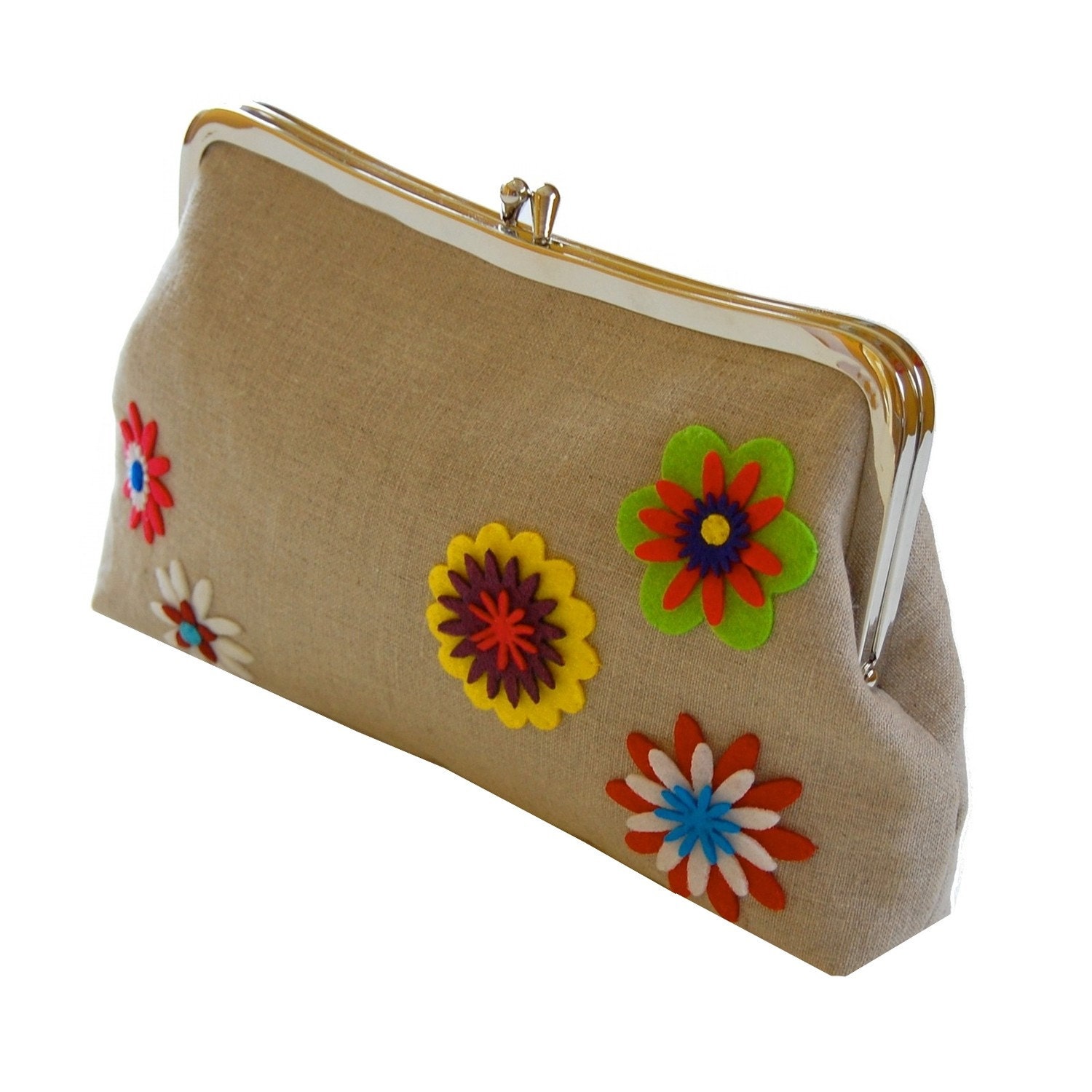 Handmade clutch purse with sweet flowers