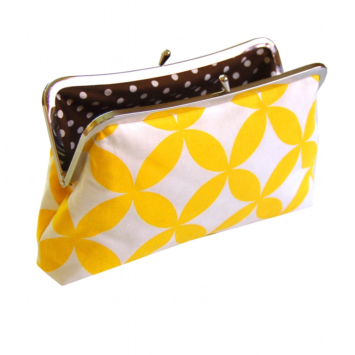 Clutch purse in yellow geo