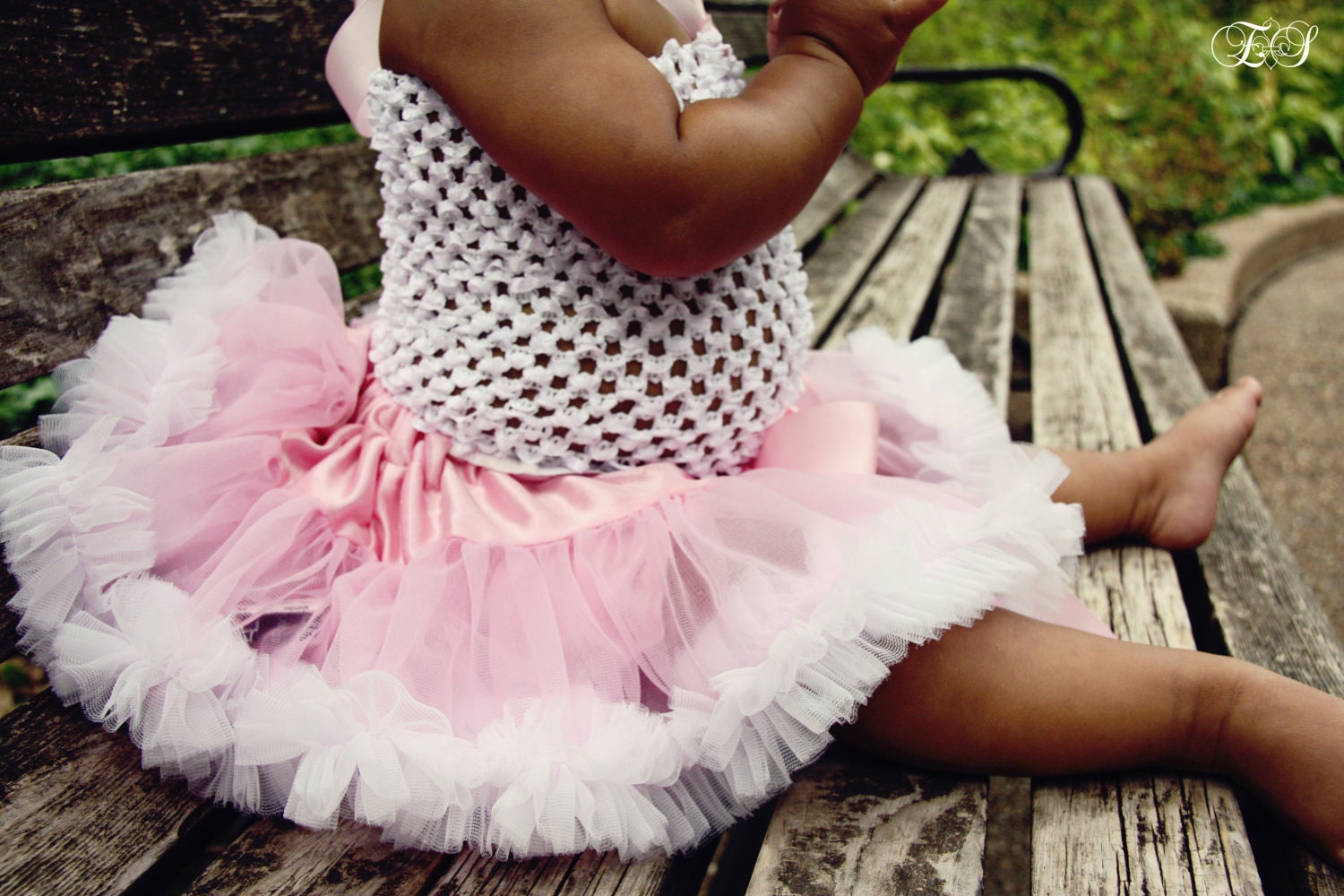 Sale........Ready to ship Lt Pink and White Pettiskirt sz Premie to 12 mons old only