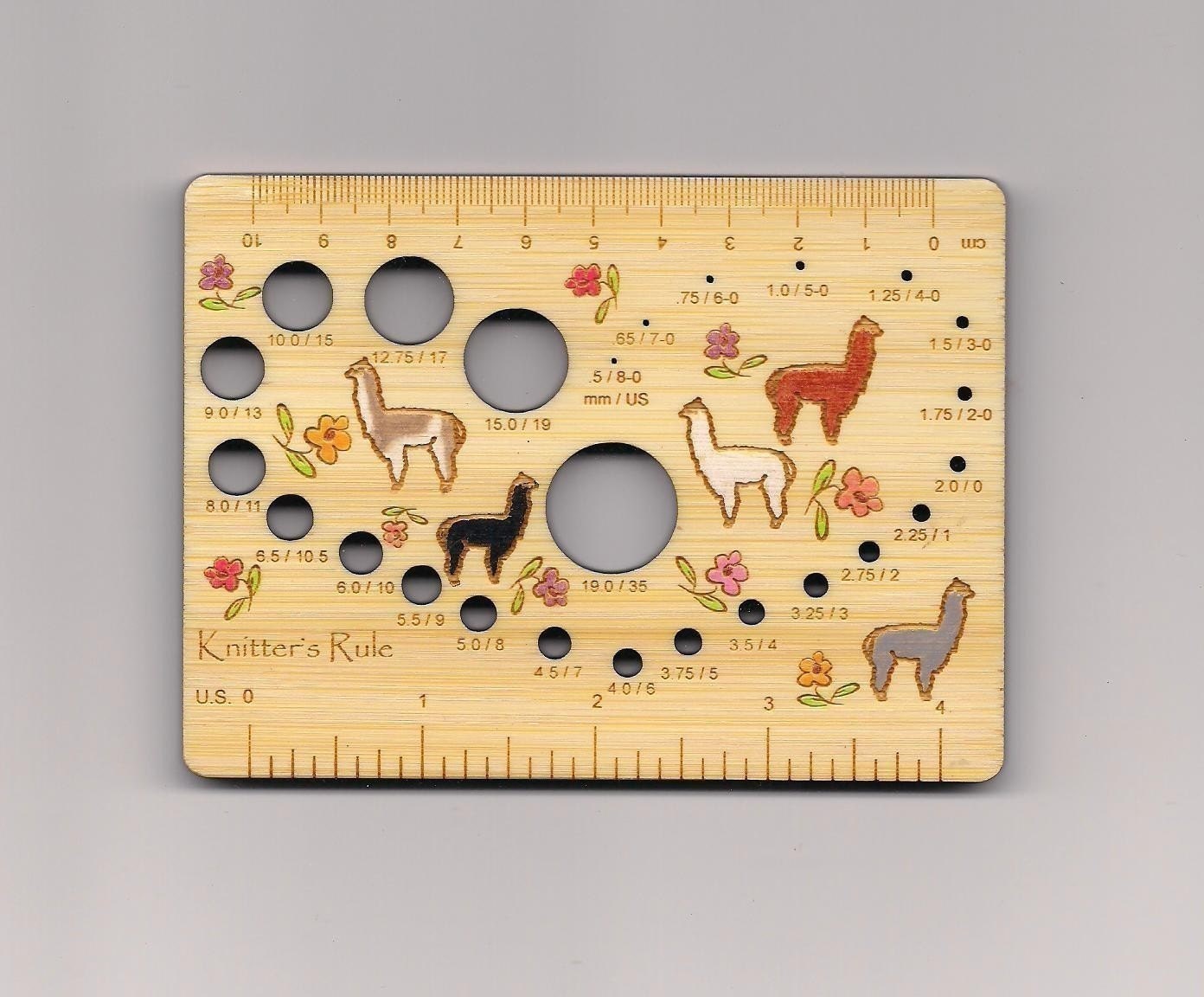Alpaca Meadow Deluxe Knitters Rule Bamboo Needle Gauge