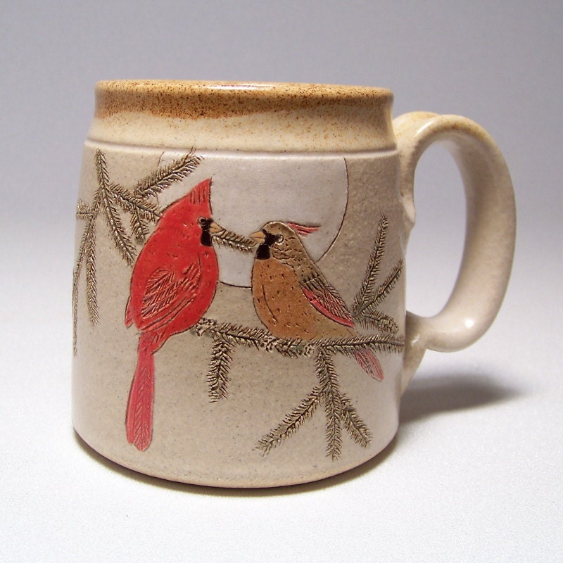 Cardinal Couple Stoneware Coffee  Mug Limited Series 24 (microwave safe)