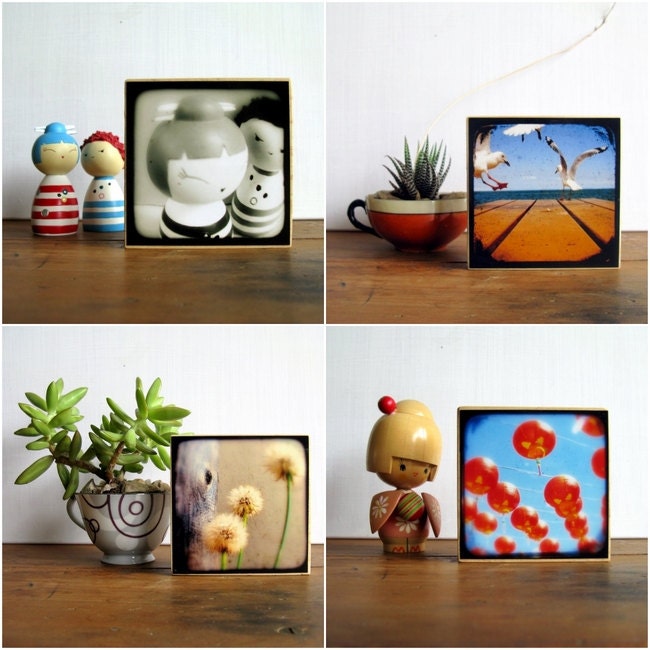 Custom Wood Photo Block - Size 4 x 4 inches Mounted Photo Print - 1 Photo Wood Block