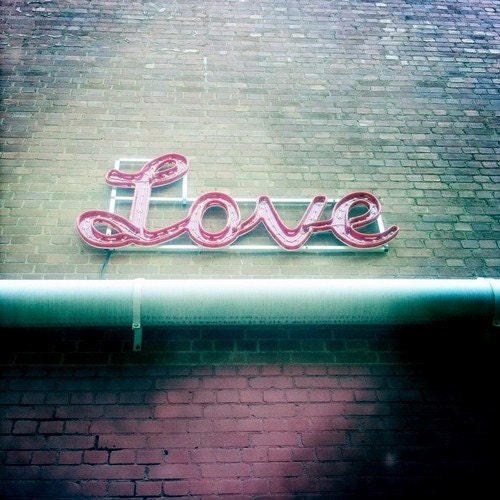 Love Art Print Modern Home Decor Romantic Wall Art Love Photography Mint Green Pink Color Photograph 5x5 Love Sign Photo Home Decor Picture