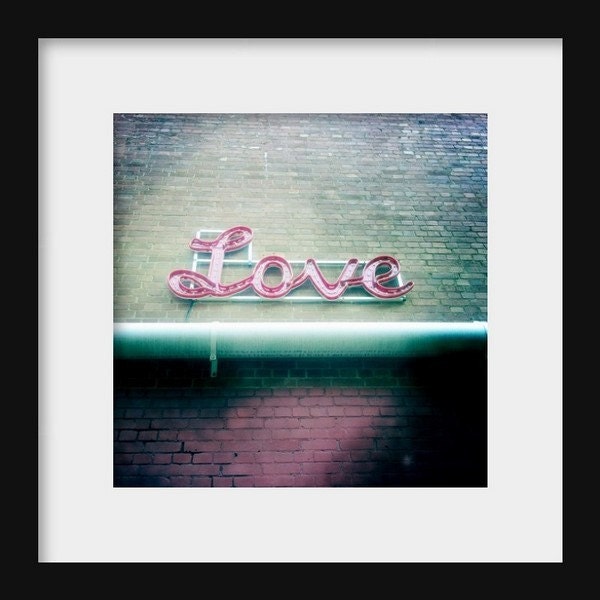 Love Art Print Modern Home Decor Romantic Wall Art Love Photography Mint Green Pink Color Photograph 5x5 Love Sign Photo Home Decor Picture