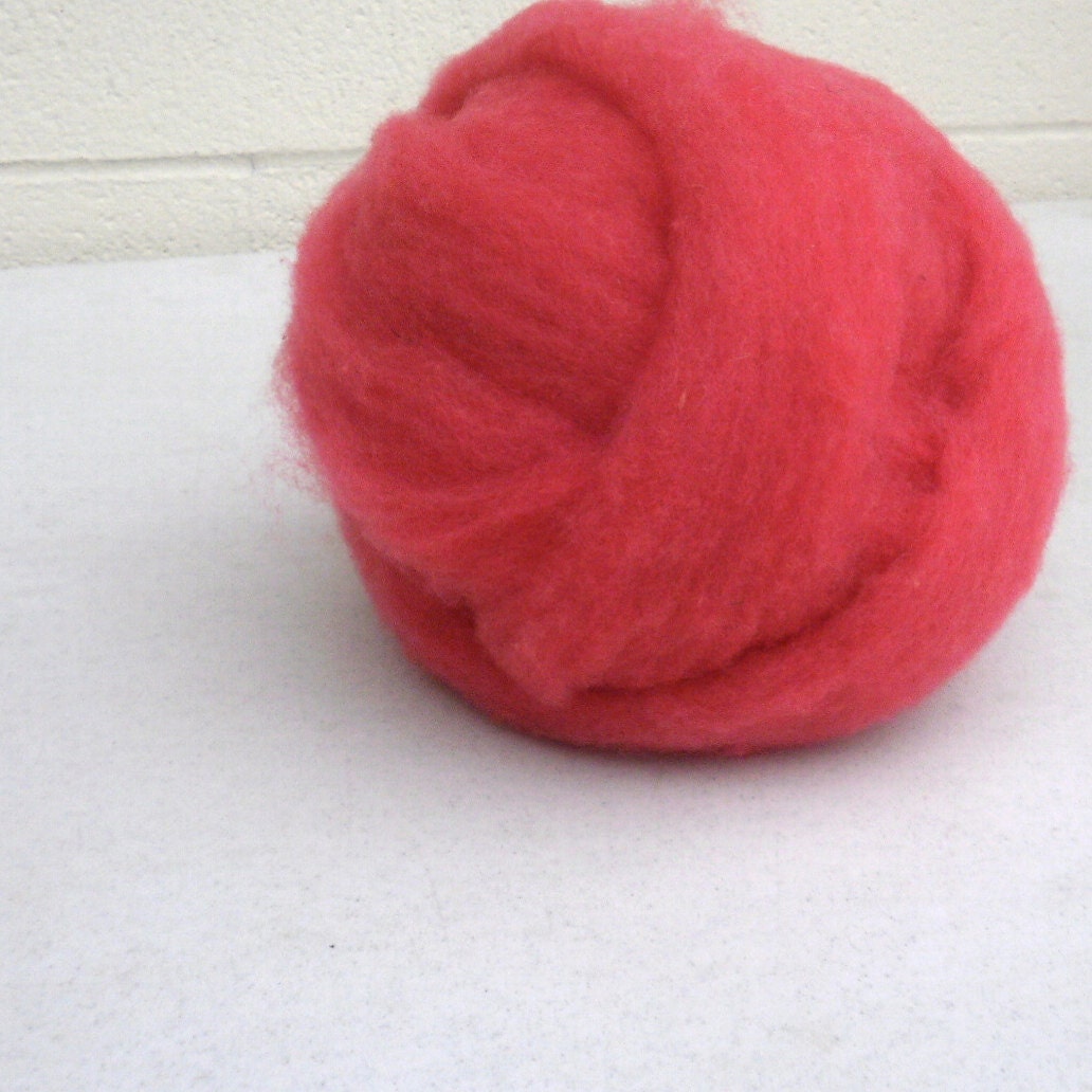 Polypay Wool Roving for Spinning -- Tart Cherry -- 4 oz.