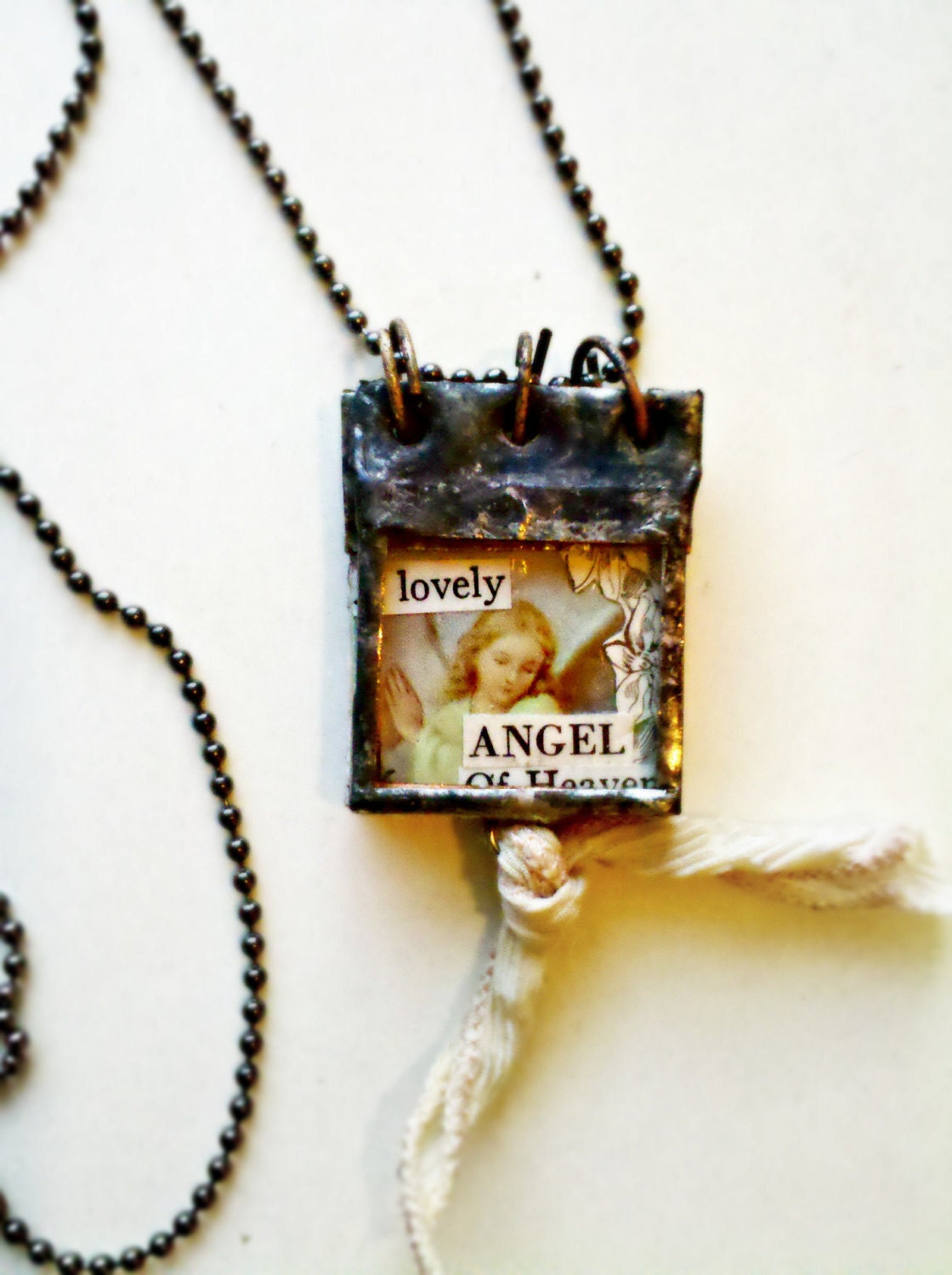 RESERVED FOR DI Collage Art Journal Miniature Book Pendant Glass Journal Tiny Book Jewelry Gift For Writer Gift for Book Lover