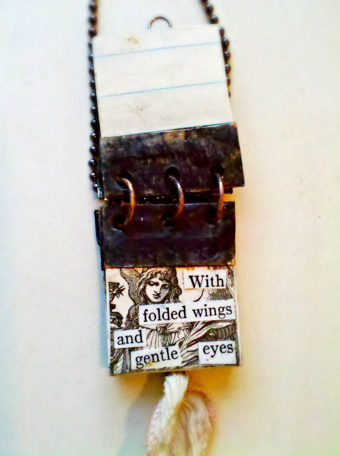 RESERVED FOR DI Collage Art Journal Miniature Book Pendant Glass Journal Tiny Book Jewelry Gift For Writer Gift for Book Lover