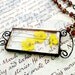 Yellow Buttercup Necklace, Soldered Glass Necklace, Amber Vintage Bead Chain Necklace, Yellow Floral Necklace, Pressed Flower Pendant