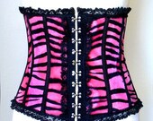 SHRINKLE Pink Zebra Print Waist Cincher Underbust Corset