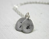 Sterling silver TWO initials oval charm personalized necklace
