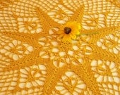 Crocheted Doily - Golden Centerpiece Doily  - 22 Inch Diameter Round -  Hand Crocheted centerpiece from a Vintage Pattern